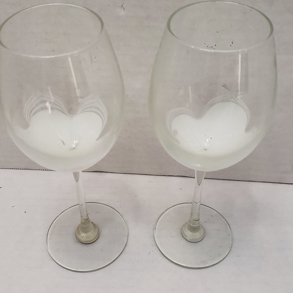 Tall Randy Strong Signed Artist Glass Wine Goblet White pull Clear Wave 80's 85 - Picture 16 of 16